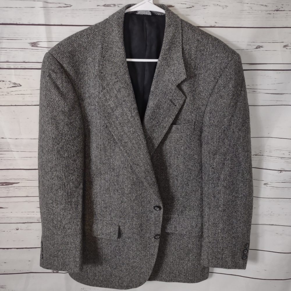 Christian Dior Gray Herringbone Blazer Size 44 R